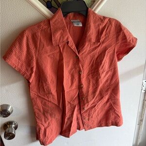 Columbia Orange Plaid Boxy Button Down Shirt